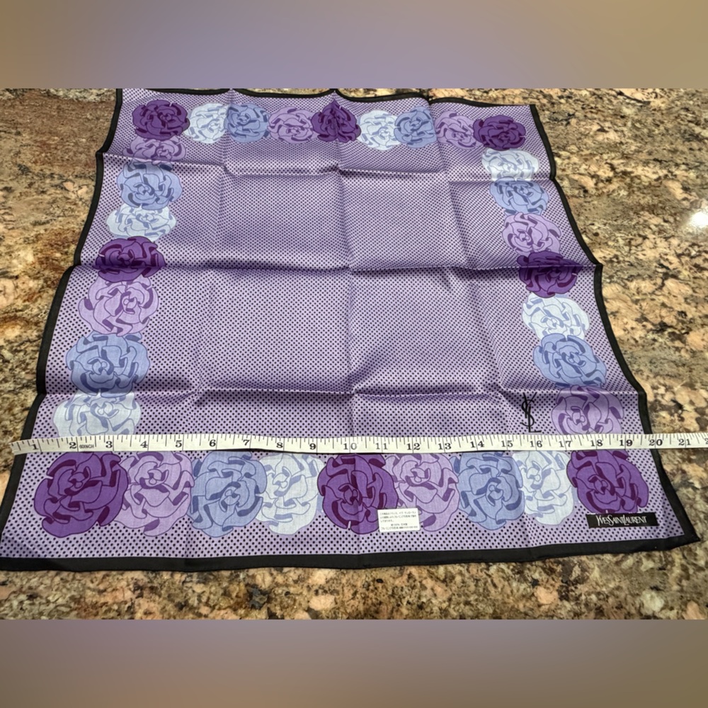 Yves Saint Laurent Purple Floral Handkerchief - Picture 4 of 5